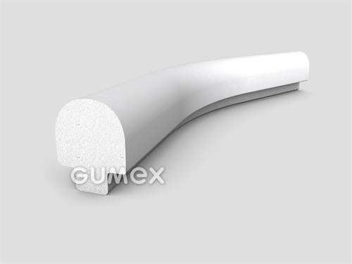 Silikónový mikroprofil tvaru hríbik, 27x21/10mm, hustota 450kg/m3, -60°C/+200°C, biely